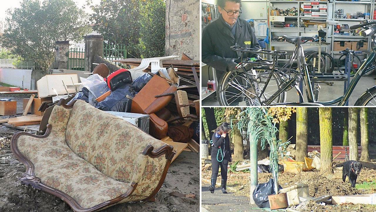 Nelle case muffa e pareti umide. E chi ha perso l’auto ora va in bici<br>
