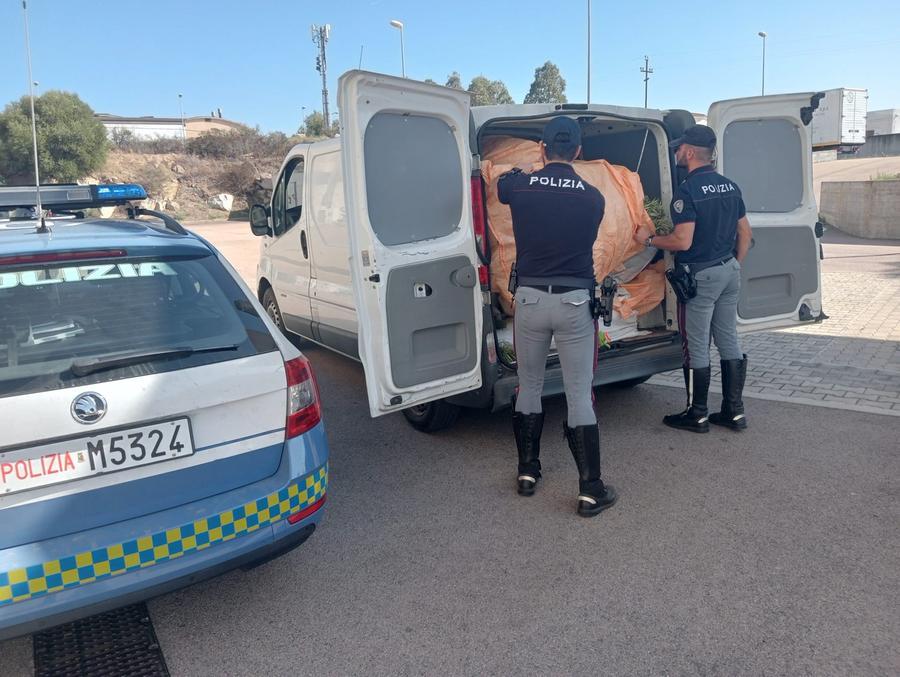 Olbia, nel furgone 150 chili di cannabis: in cella due giovani