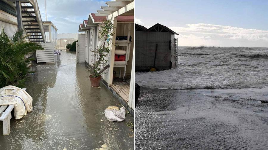 
	Il Bagno La Perla, a Lido, allagato, il bagno Marchini, a Marina di Massa, travolto dalle onde

