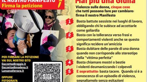 «Mai più una Giulia» La Gazzetta di Reggio lancia un Manifesto per combattere la violenza sulle donne FIRMA QUI
