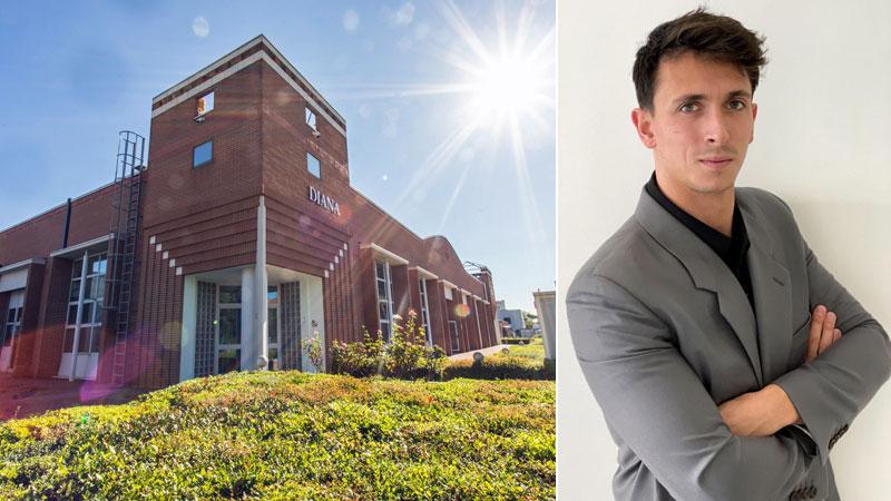 La sede pratese del Maglificio Diana  e Gianmarco Alessandrone, business development manager di Diana Studio