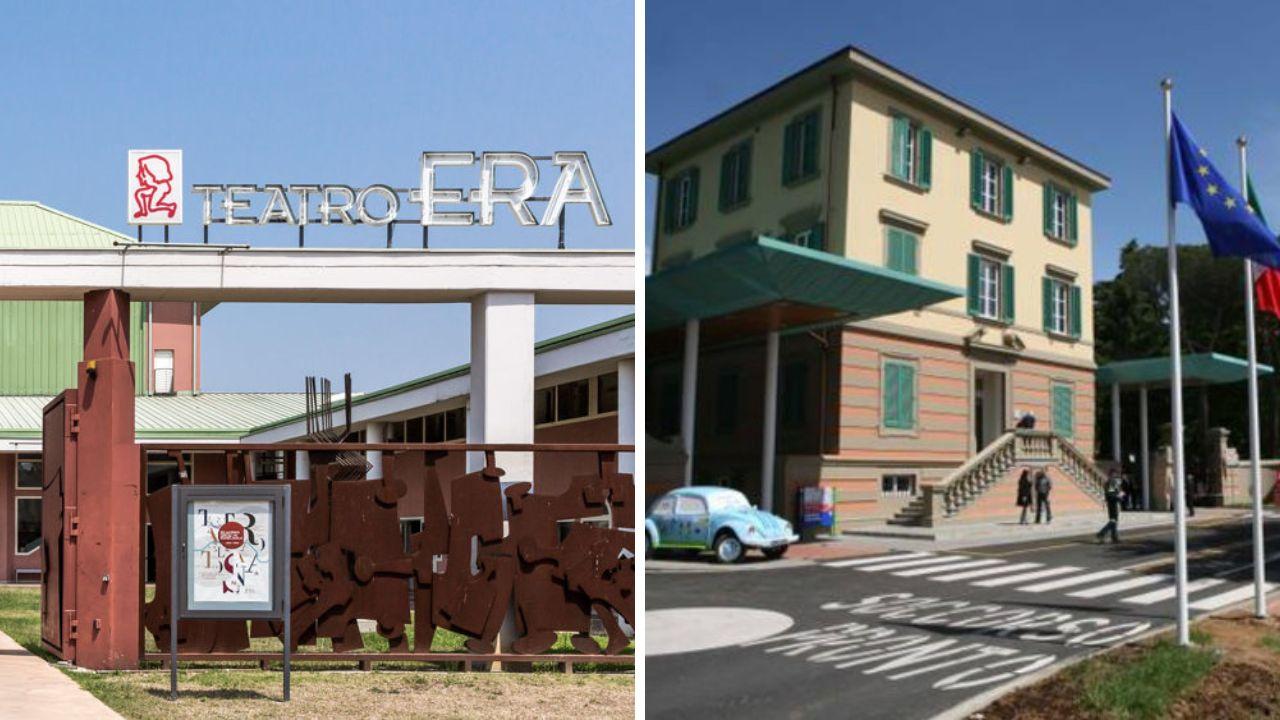 A sinistra il teatro Era di Pontedera, a destra l'ospedale pediatrico Meyer