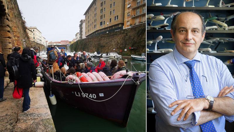 A sinistra il battello durante il tour per operatori organizzato da Ambitour. Accanto il manager Joseph Ejarque