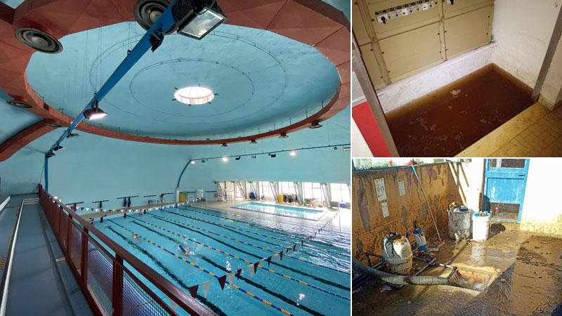 La piscina di Pontedera e i danni provocati dagli allagamenti dovuti al nubifragio del 2 novembre