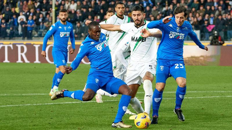 Un’azione di Empoli Sassuolo, l’ultima partita giocata al Castellani dalla squadra allenata da mister Andreazzoli (Foto Empoli Fc)