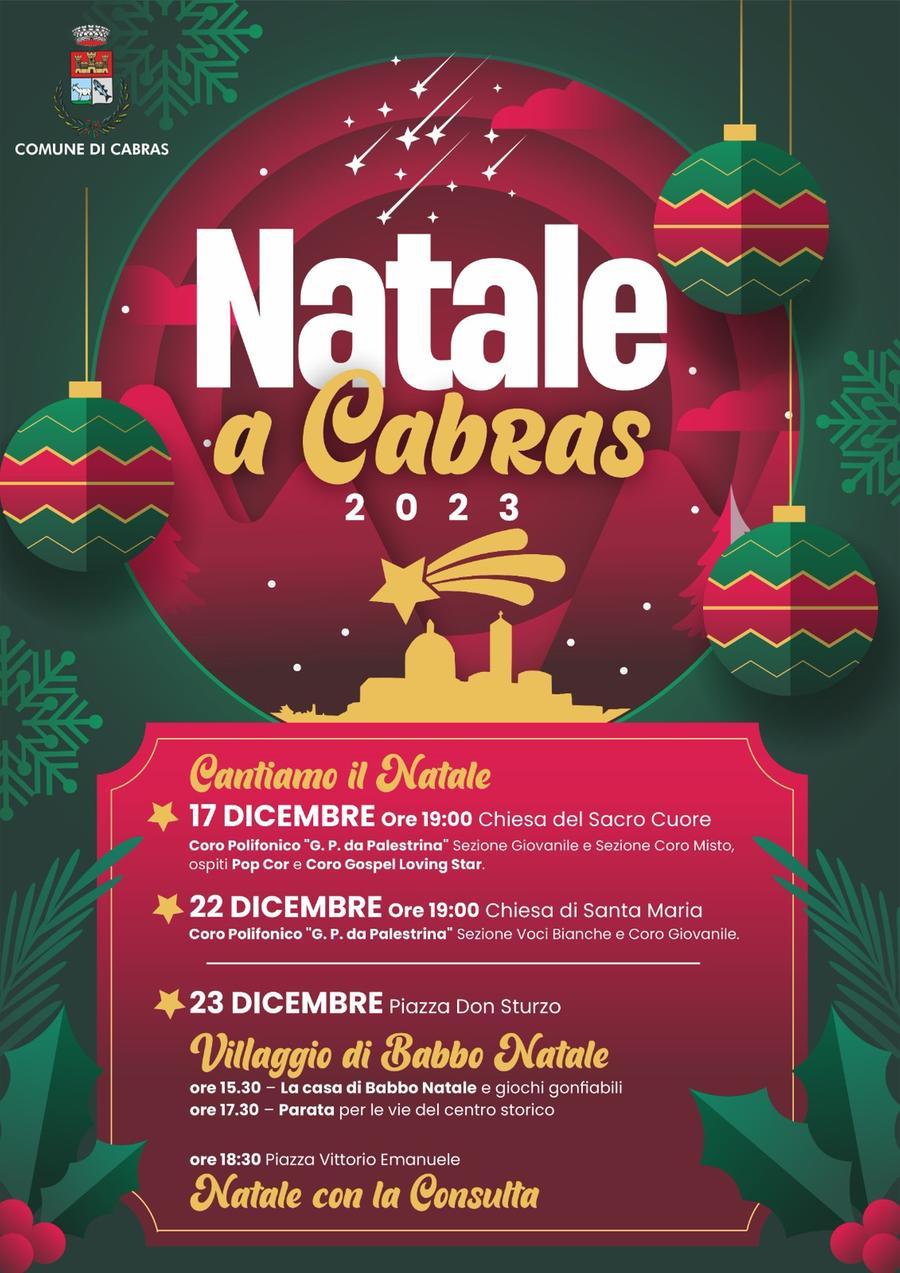 
	La locandina con gli appuntamenti di Natale a Cabras

