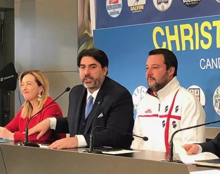 
	Da sinistra Giorgia Meloni, Christian Solinas e Matteo Salvini durante la campagna elettorale delle Regionali del 2019

