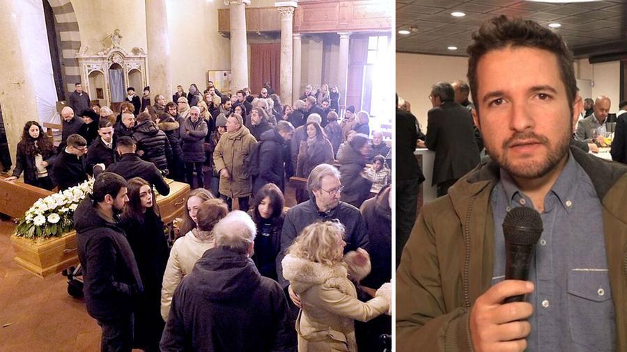 Un momento dei funerali e Andrea Pardini