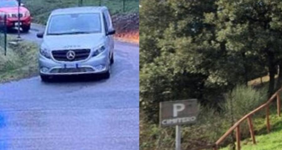 
	A sinistra le onoranze funebri sul posto. A destra il luogo del ritrovamento, vicino al cimitero

