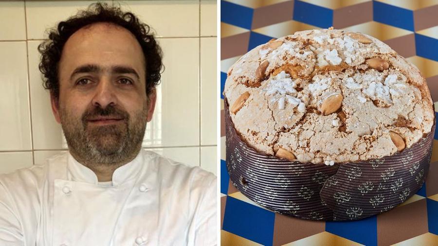 
	Il pasticciere Walter Romualdi e una sua creazione, il panettone con cioccolato fondente e arancia

