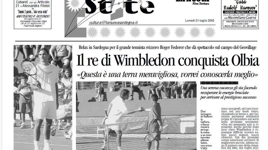 
	La pagina del 21 luglio 2003 dedicata all&#39;esibizione di Roger Federer a Olbia

