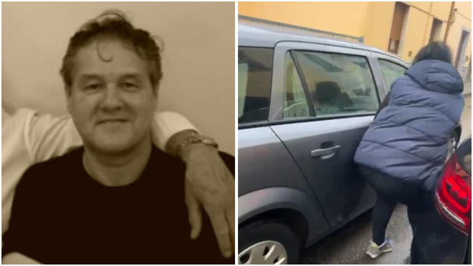 Stefano Orlandini, il tabaccaio derubato e un fotogramma del video dei testimoni: la donna risale sull’auto guidata dal complice