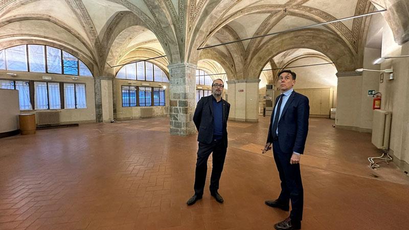 Il sindaco Michele Conti, a destra, con l’assessore Filippo Bedini
