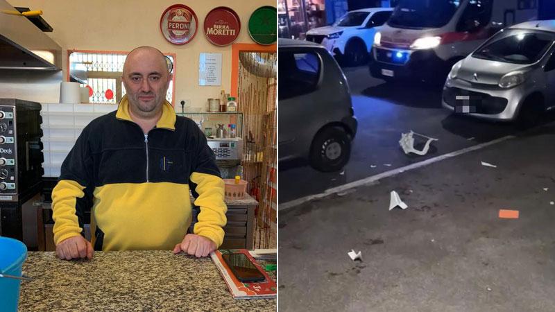 A sinistra Michele Lepri, titolare di Pizza e Delizie all’angolo tra via della Pace e via Aquileia