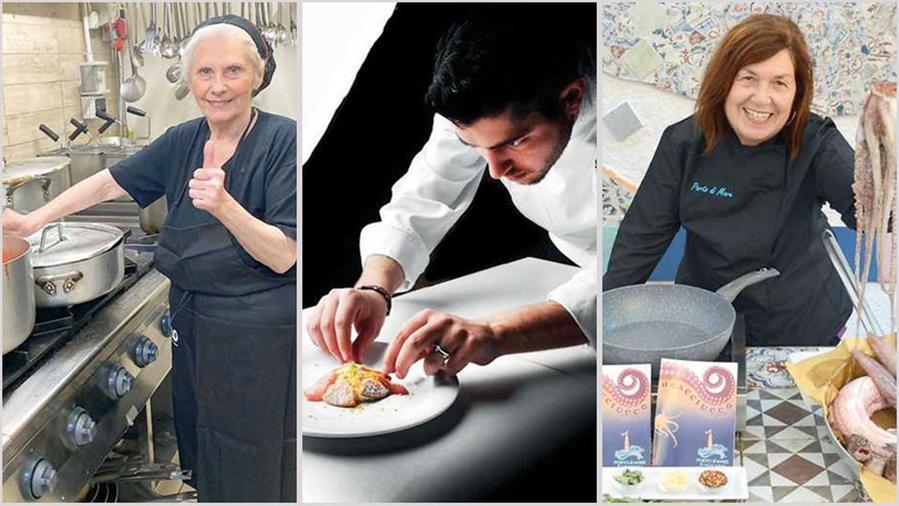 Da sinistra Alfreda Carlesi, detta Deda, Bernardo Bastiani e Olimpia Nocera