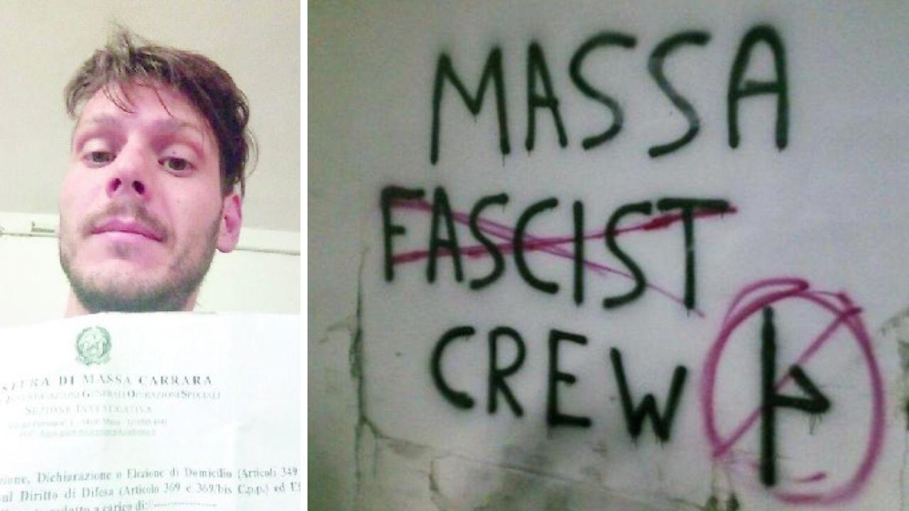 A sinistra Dario Buffa a destra le svastiche cancellate