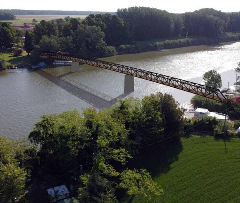 Una simulazione grafica del ponte ciclopedonale