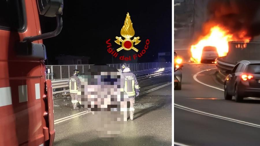 
	Due momenti dell'incidente (a destra foto Il Galletto - Notizie dal Mugello e dalla Valdisieve)

