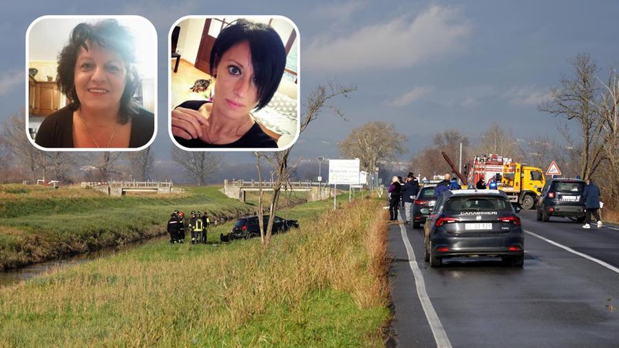 Il luogo dell'incidente: in alto da sinistra Monica Donati e Jenny Donati