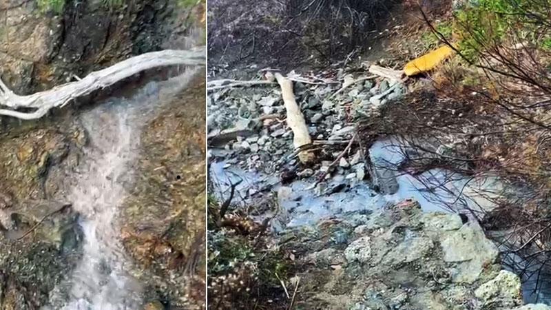 Lo sversamento che esce dal pendio roccioso che confina con il parco di villa Godilonda e da qui finisce direttamente nella baia della Cianciafera