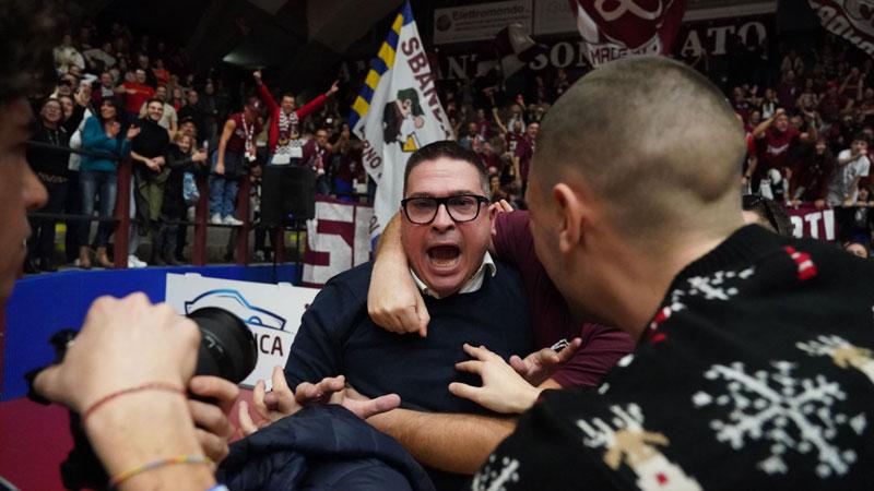 L’esultanza di Marco Andreazza appena finita la partita