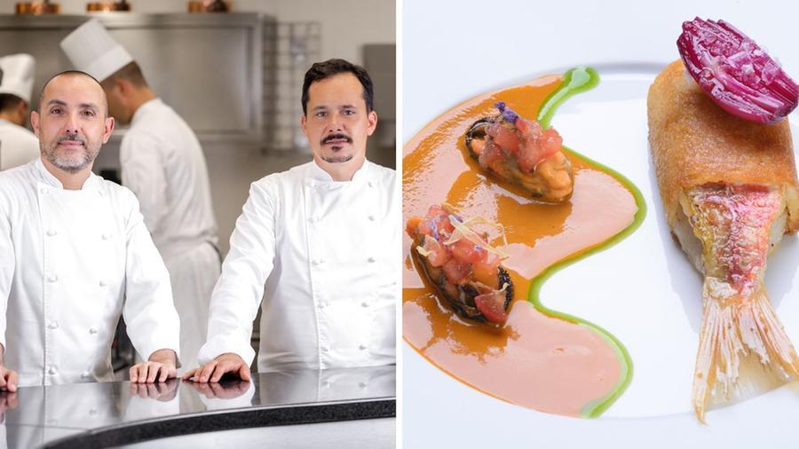 
	Riccardo Monco e Alessandro Della Tommasina, a destra i filetti di triglia e salsa di cozze

