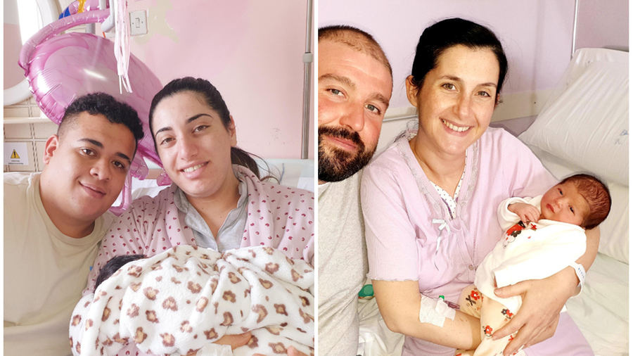 
	In braccio ai genitori a sinistra iGemma di Porto Torres la prima nata del 2024 e a destra Virginia di Ploaghe ultima nata del 2023 <em>(foto Ivan Nuvoli)</em>

