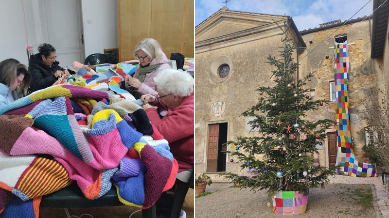 Le “Befane santermine” al lavoro per allungare la maxi-calza e la versione 2023