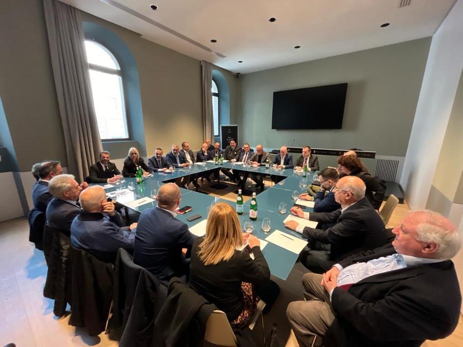 
	Il vertice del Centrodestra a Palazzo Tirso <em>(foto Mario Rosas)</em>

