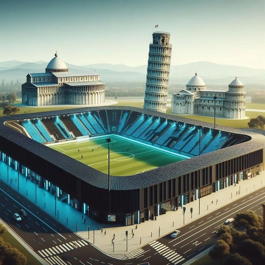 Pisa, ecco la nuova Arena Garibaldi disegnata dall’intelligenza artificiale ("raddoppiata" la Cattedrale)