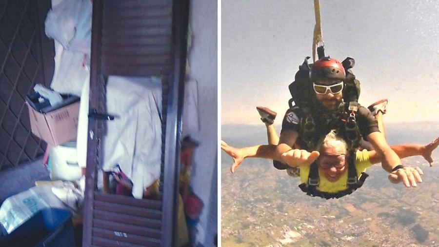
	A sinistra i danni causati dai ladri, a destra Alberta Puccinelli in volo

