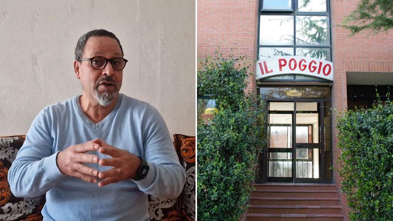 A sinistra Brahim Korkot e accanto Il Poggio, struttura per l’emergenza abitativa a Roselle