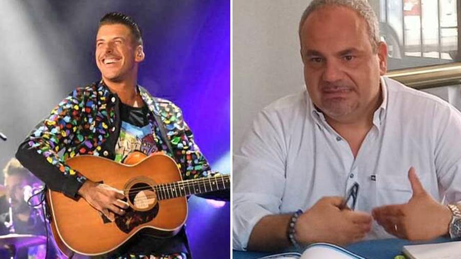 Francesco Gabbani e a destra il consigliere Simone Caffaz