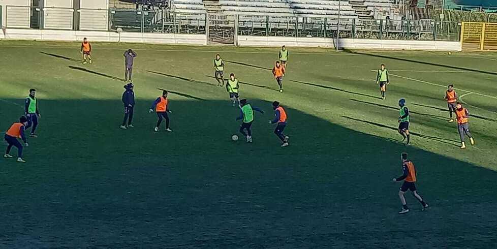 I biancazzurri durante la partitella del giovedì
