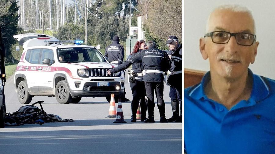 
	La polizia municipale sul luogo della tragedia e la vittima,&nbsp;Gentile Ghelardi

