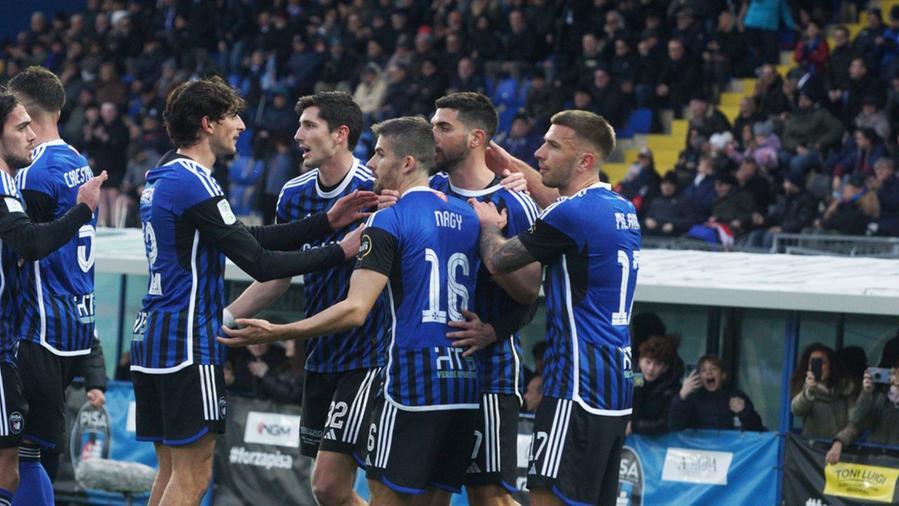 L'esultanza dei nerazzurri (Foto LaPresse)