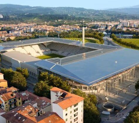 Un rendering del progetto di restyling dello stadio Franchi