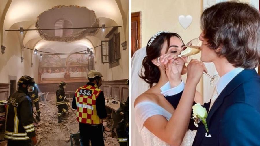
	Il crollo del solaio all'ex convento di Giaccherino e gli sposi, Paolo e Valeria

