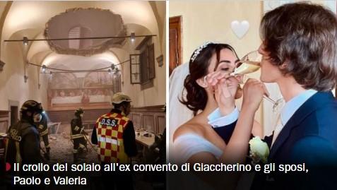 Pistoia, crolla il solaio alla festa di nozze: decine di feriti