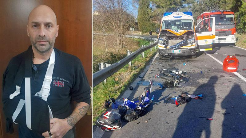 A sinistra Stefano Balestri 47 anni di Marginone nel comune di Altopascio, a destra la scena dell’incidente avvenuto in Valdicecina il 4 gennaio scorso