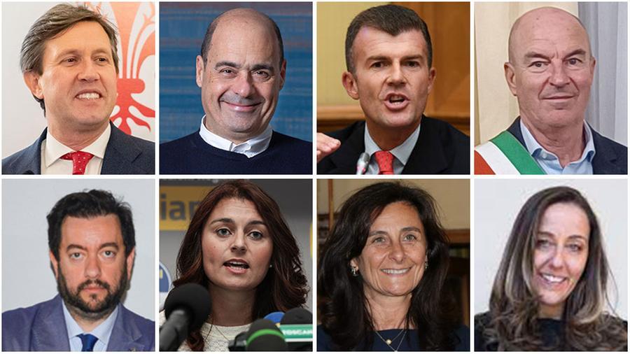 
	Da sinistra in alto: Dario Nardella, Nicola Zingaretti, Giorgio Silli e Luca Salvetti. Sotto Francesco Torselli, Susanna Ceccardi, Ilaria Santi e Sara Funaro

