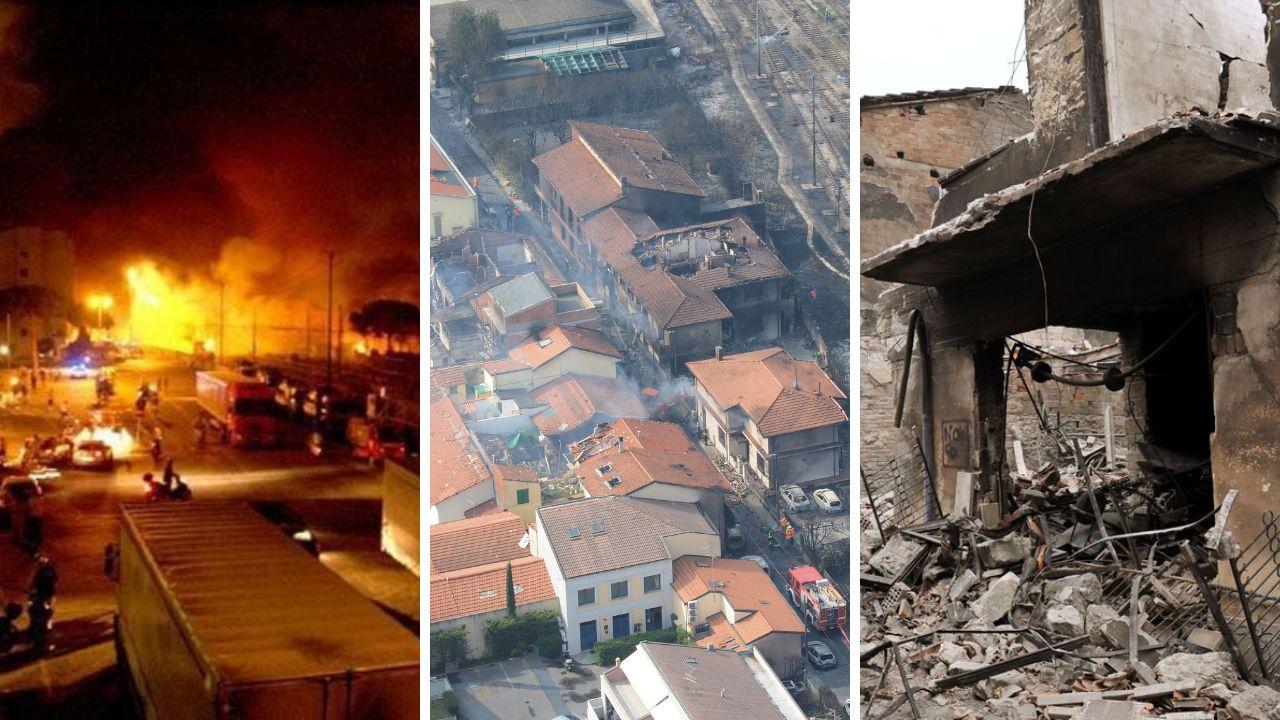 L'eplosione e la devastazione a Viareggio nel 2009