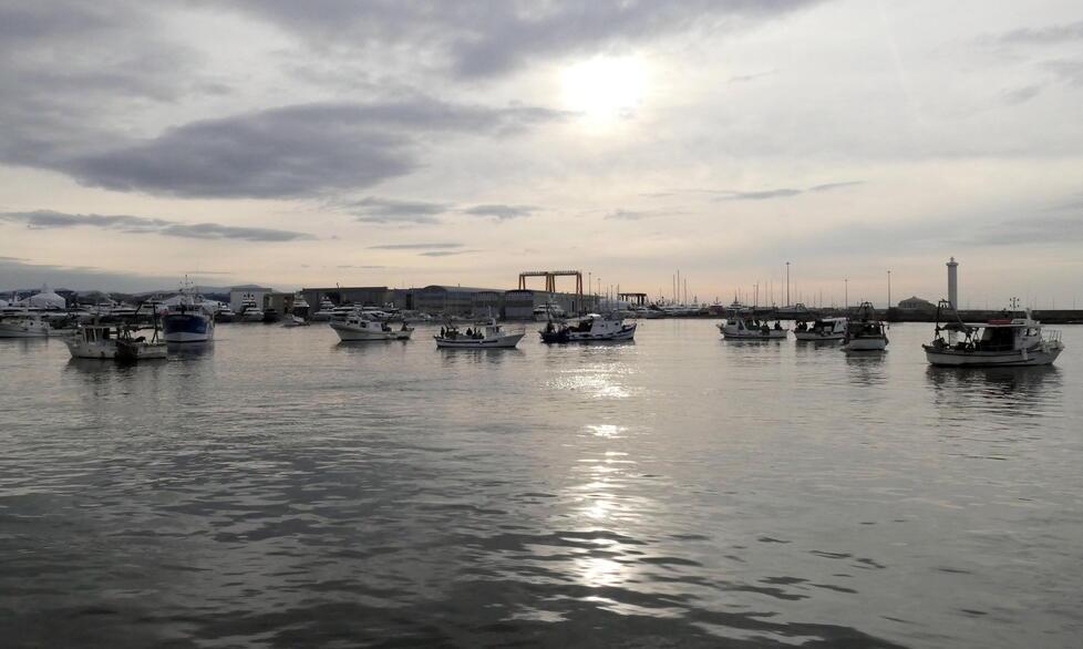 Il giorno in cui i pescherecci hanno bloccato il porto (foto Paglianti)