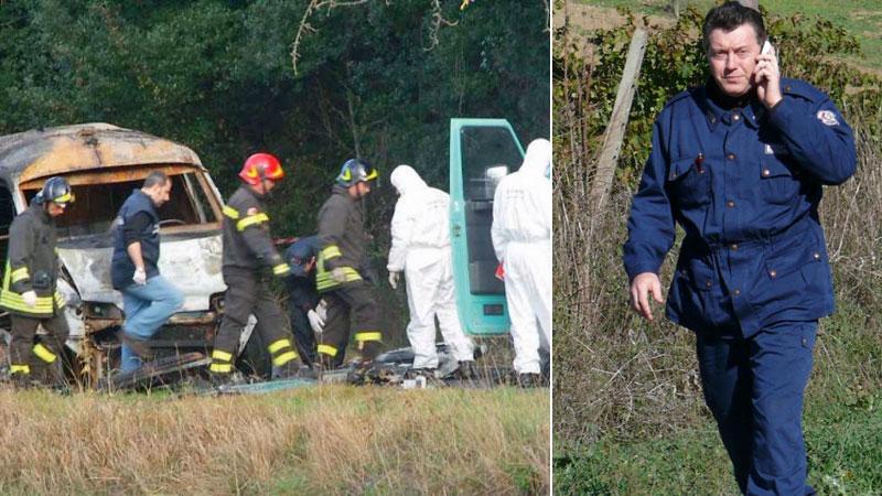A sinistra i rilievi sul portavalori assaltato. A destra Baldanzi