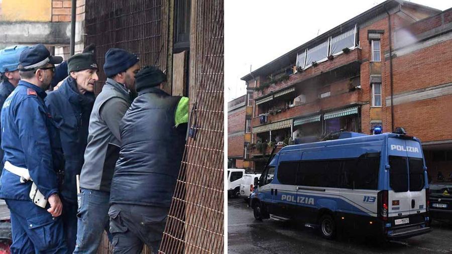 
	Due momenti dell'intervento delle forze dell'ordine (Foto di Claudio Cuffaro)

