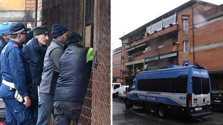 Due momenti dell'intervento delle forze dell'ordine (Foto di Claudio Cuffaro)