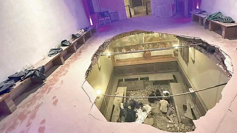 La sala in cui è avvenuto il cedimento