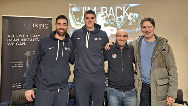 Da sinistra capitan Natali, Radunic, coach Barsotti e Mario Boni