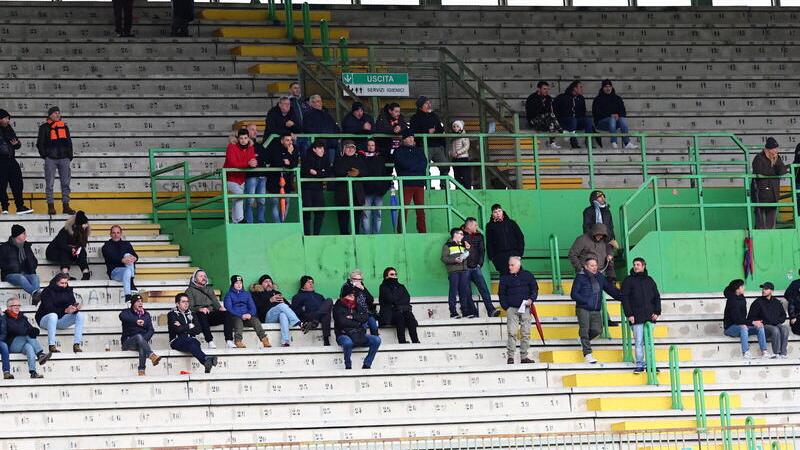Stadio semi vuoto in occasione della sfida contro il Ravenna (foto Nucci)