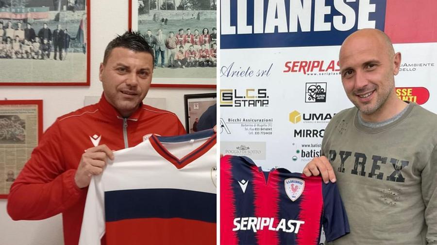 
	Francesco Tavano e Claudio Coralli con la maglia della Gallianese&nbsp;

